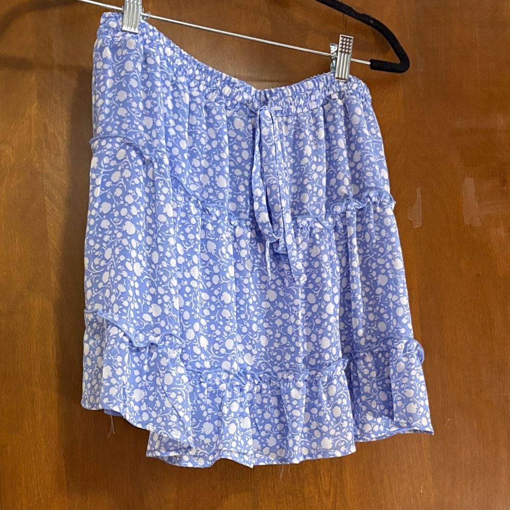 Sienna Sky Blue and White Floral Mini Skirt